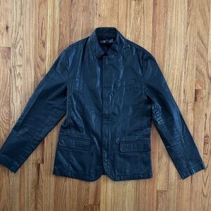 Kenneth Cole Reaction Men's Black Zip Jacket Blazer Mock Neck Sz Small Waxed